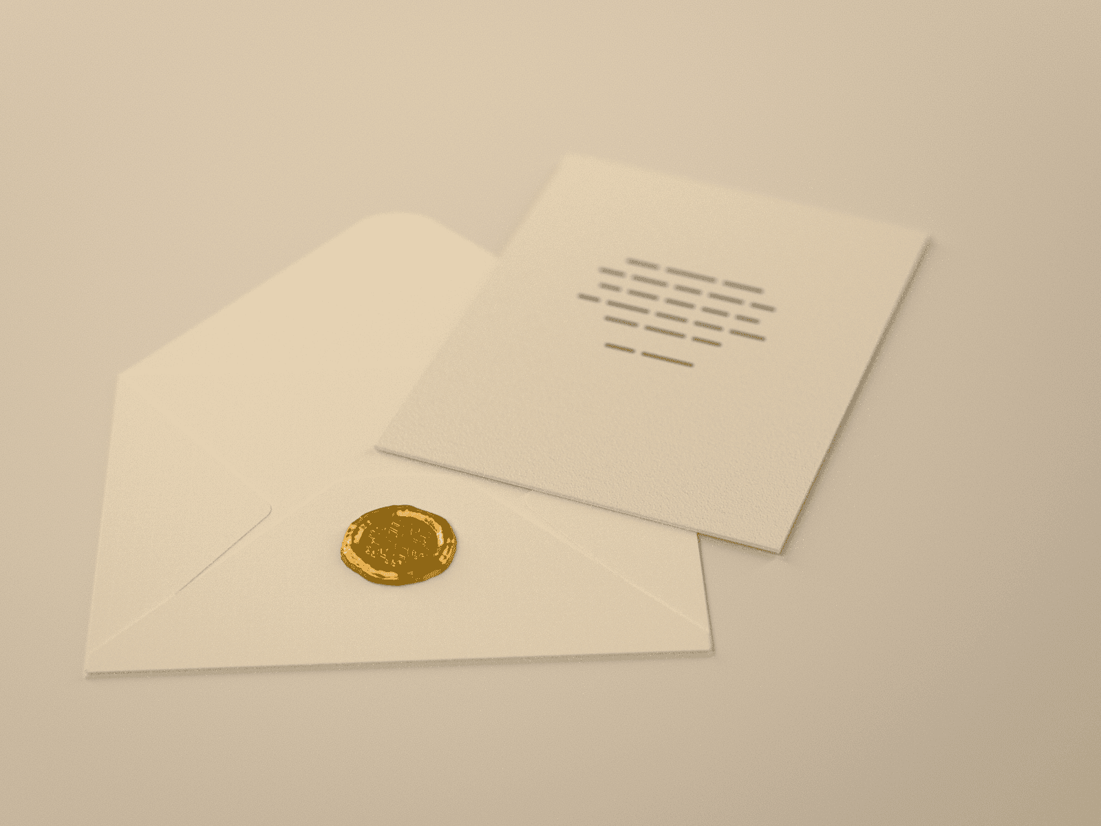 The printed card resting on its opened envelope, which carries the gold snowflake wax-seal sticker