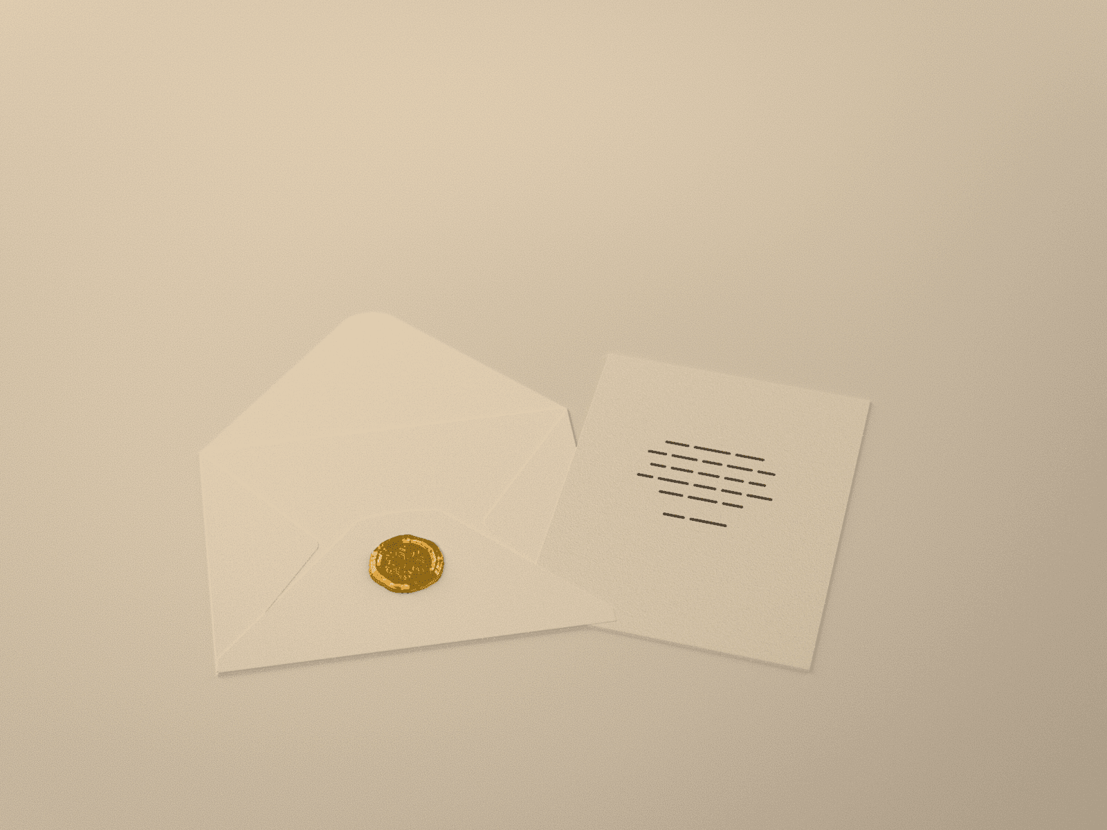 The envelope with its gold snowflake wax-seal sticker, and the printed card taken out of it
